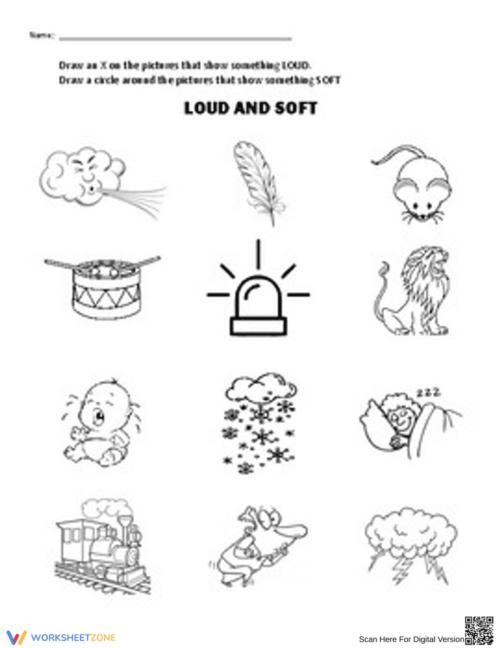 Identifying What's Loud Worksheet - Page 1