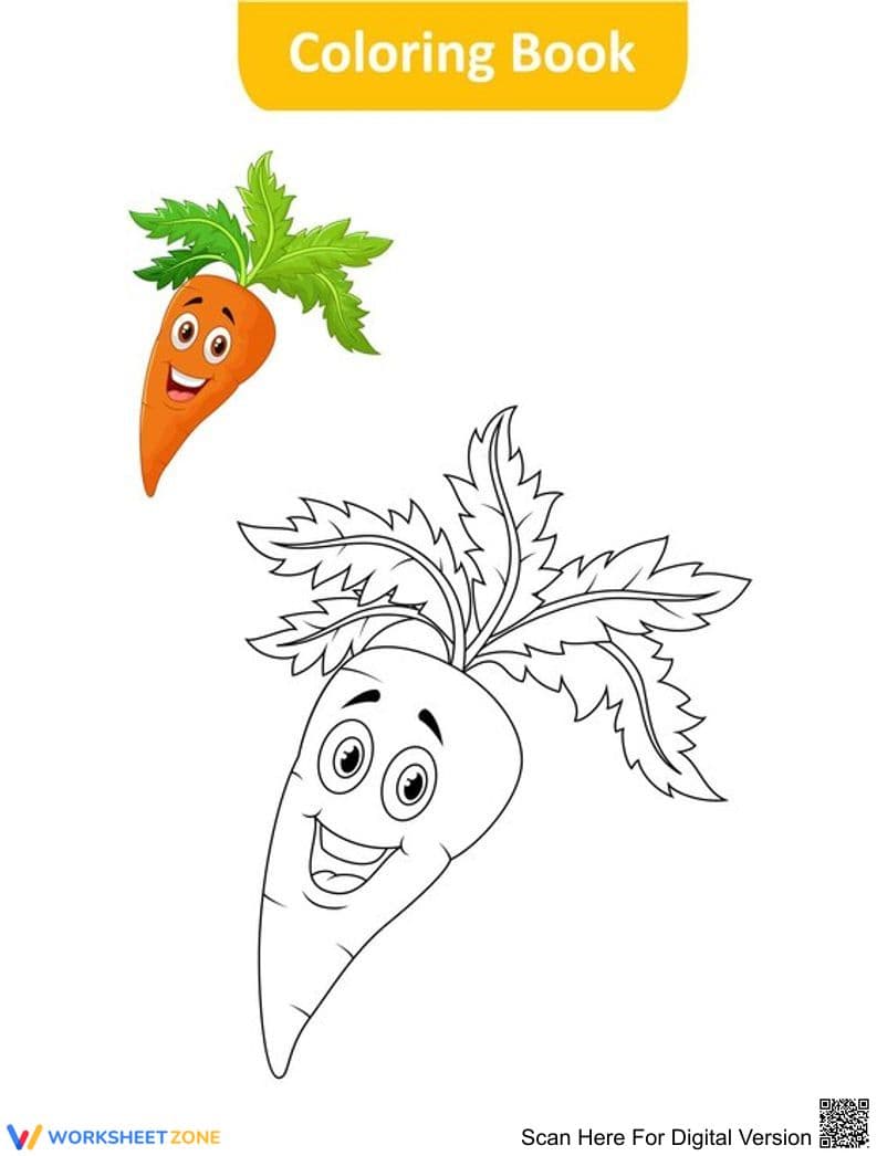 Happy Carrot Coloring Page - Page 1