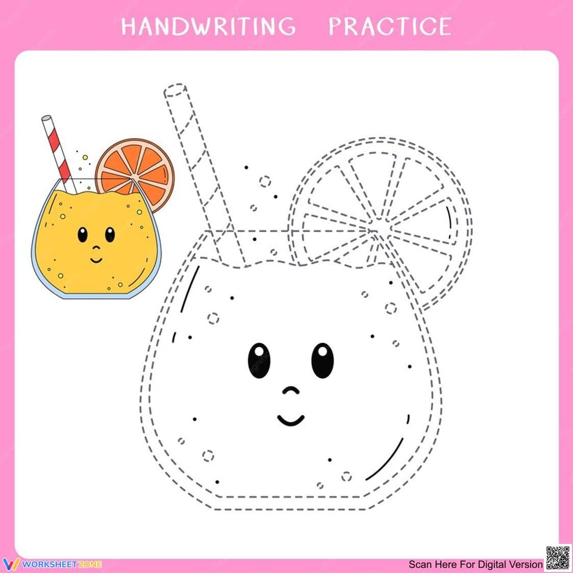 Orange Juice Tracing Fun | Essential Preschool Worksheet - Page 1