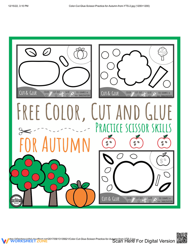 Autumn-Themed Cut-Out Worksheet - Page 1