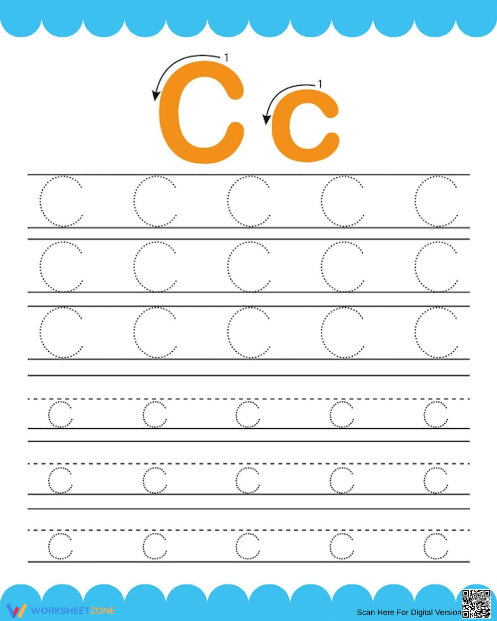 How to Write Letter C - Practice Worksheet - Page 1