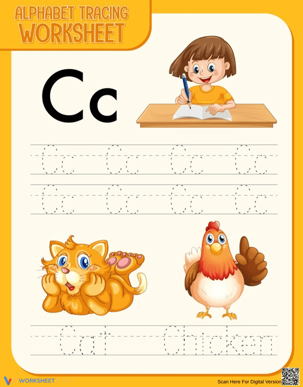 Preschool Alphabet Tracing Worksheet - Letter C - Page 1
