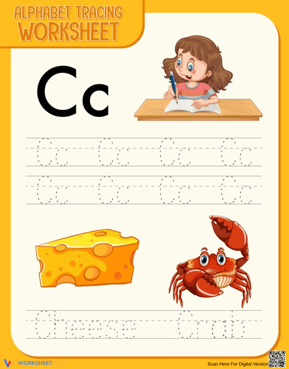 Alphabet Letter C: Trace, Write and Learn - Page 1