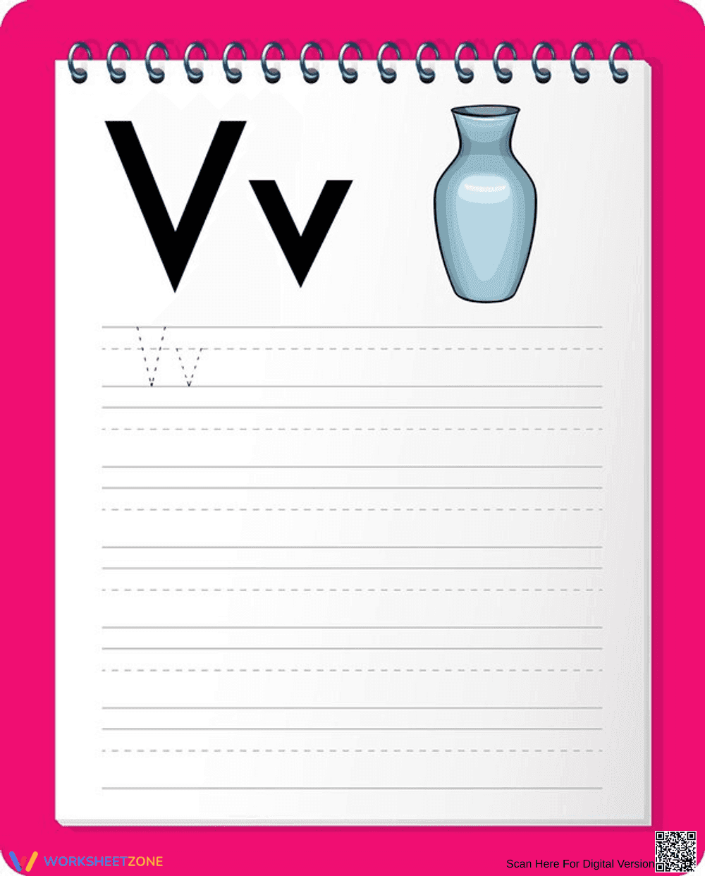 Letter V Tracing Worksheet | Grade K-1 Printable - Page 1