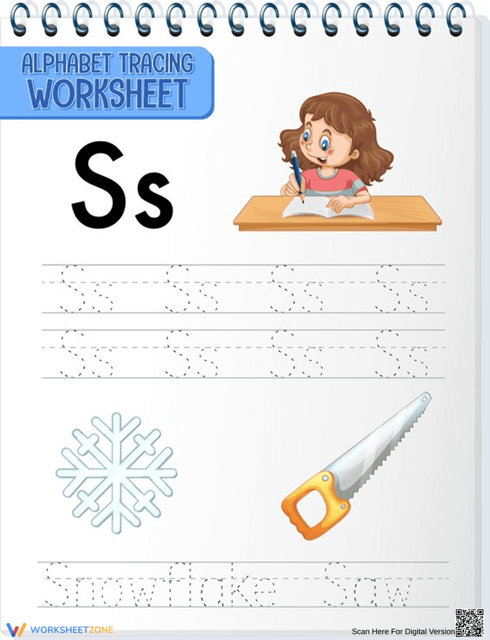 Learn Letter S with Snowflake - Page 1