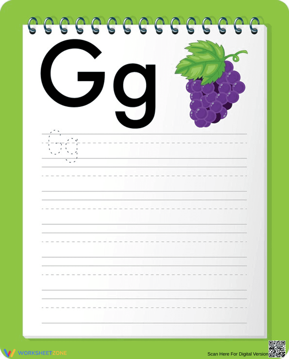 Letter G Tracing Worksheet | Grade 1 Printable - Page 1