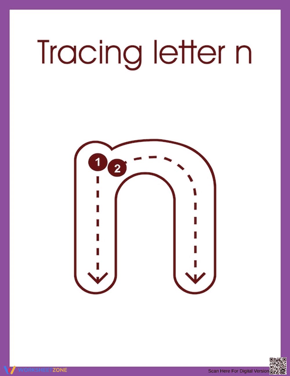 Guided Letter N Tracing Worksheet - Page 1