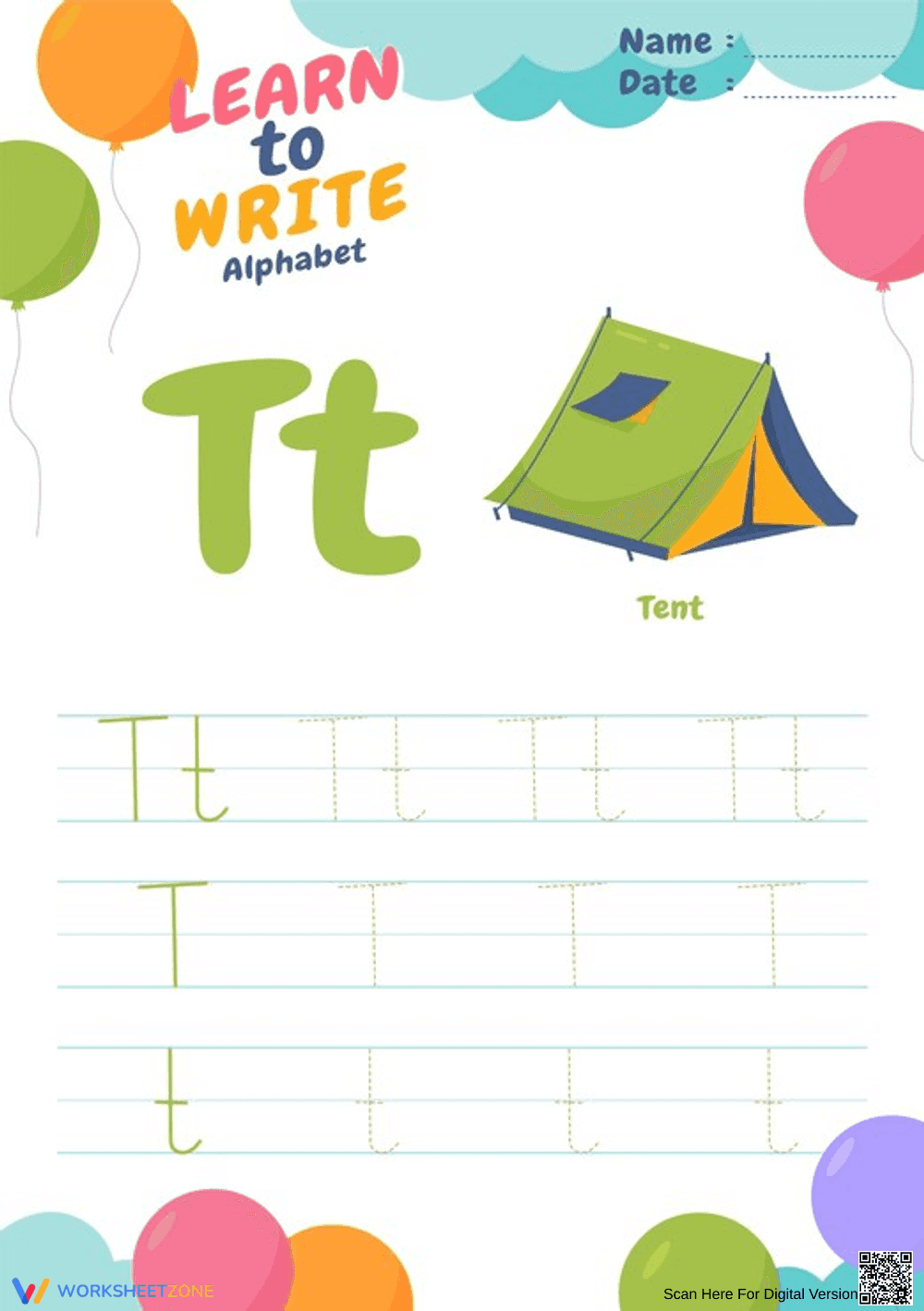 Letter T Tracing Worksheet | Essential Grade K-1 Ready - Page 1