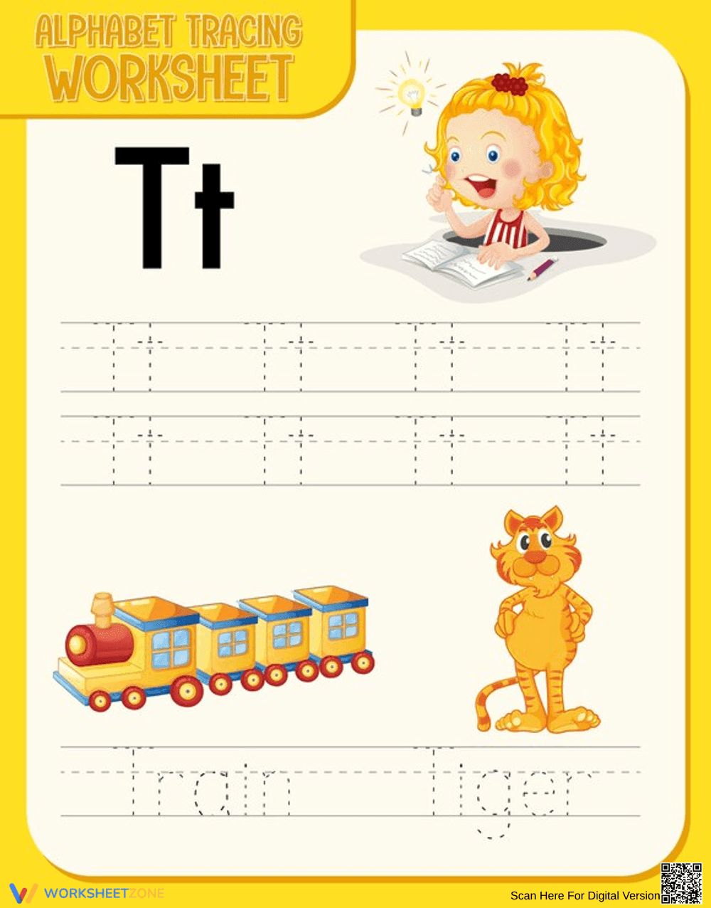 Essential Letter T Tracing Worksheet | Kindergarten - Page 1