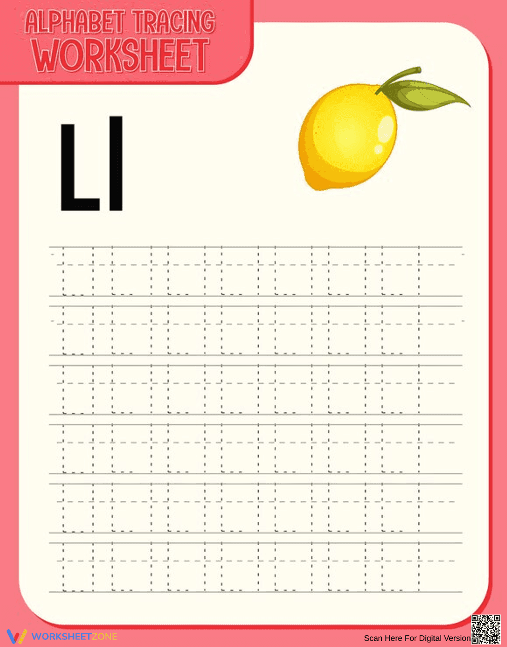 Letter L Tracing Worksheet | Essential Grade K Printable - Page 1
