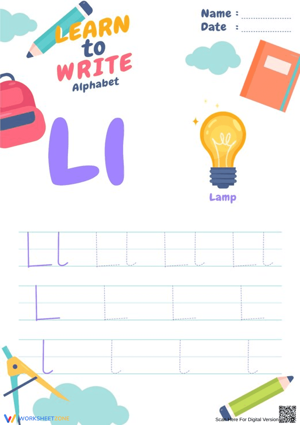 Letter L Tracing Worksheet | Essential Grade K Practice - Page 1