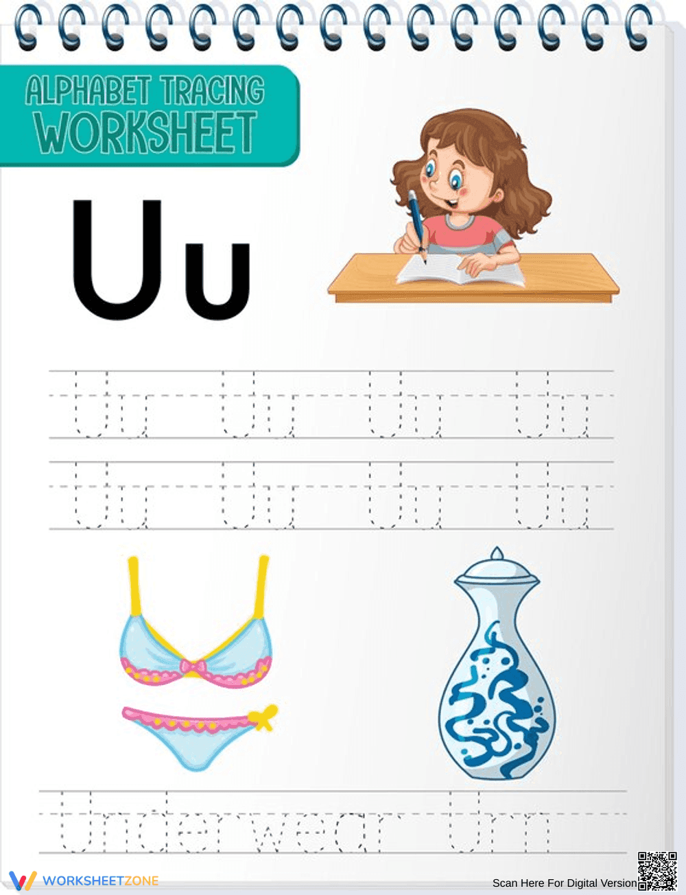 Letter U Tracing Practice - Page 1