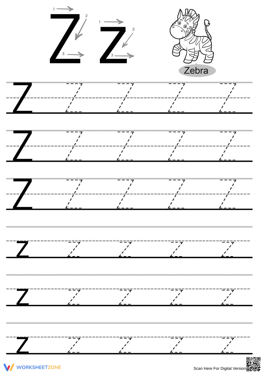 Tracing Letter Z - Page 1