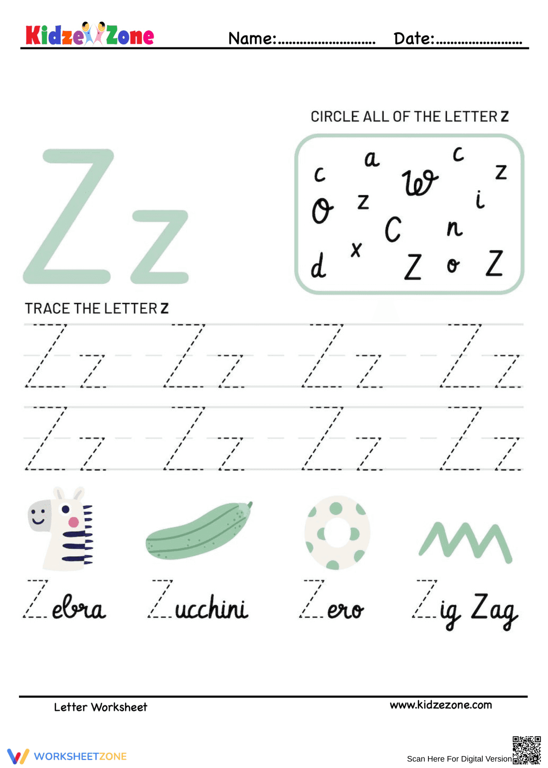 Letter Z Tracing Worksheet | Essential Grade K-1 Ready - Page 1