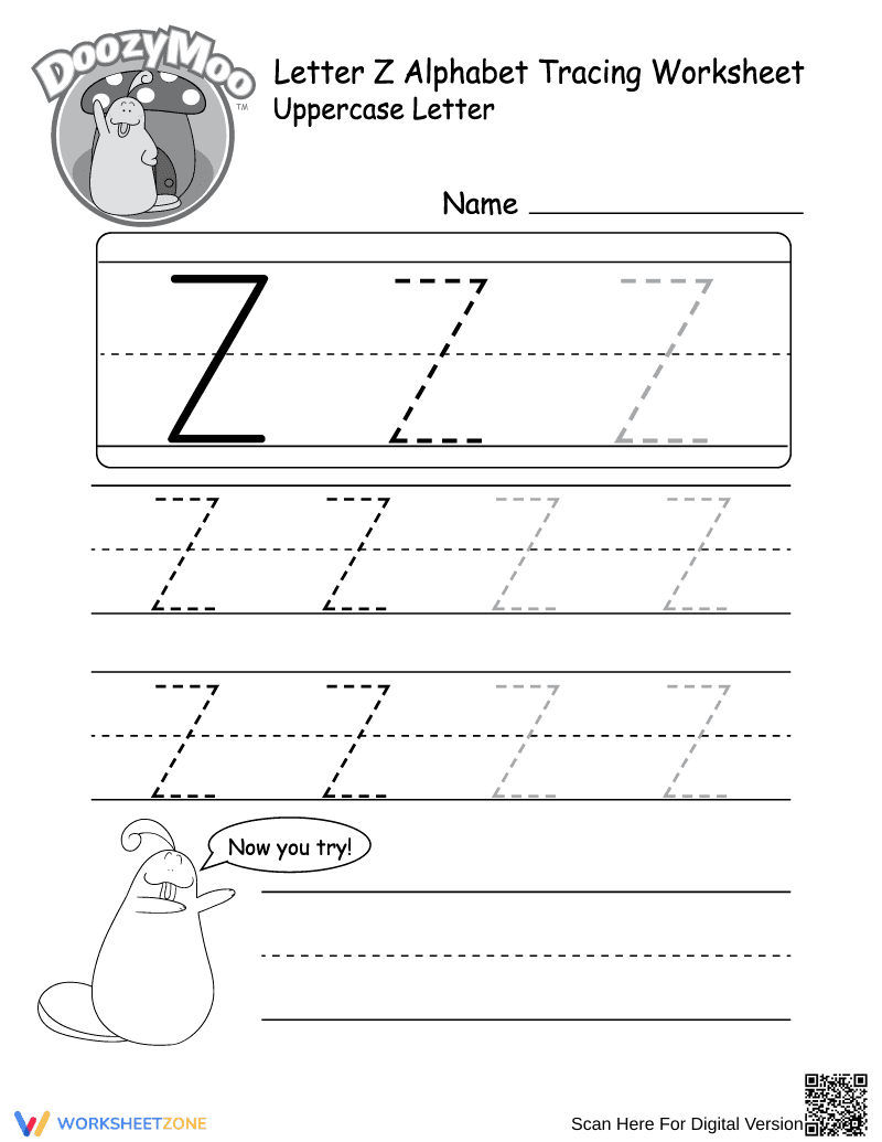 Learn Uppercase Letter Z - Page 1