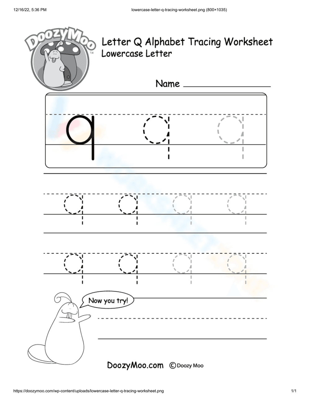 Practice Q Tracing: Improve Handwriting - Page 1