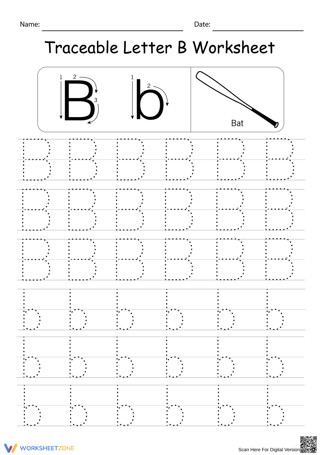 Letter B Tracing Fun - Page 1
