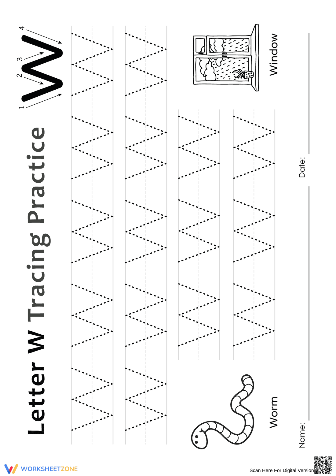 Letter W Tracing Fun - Page 1