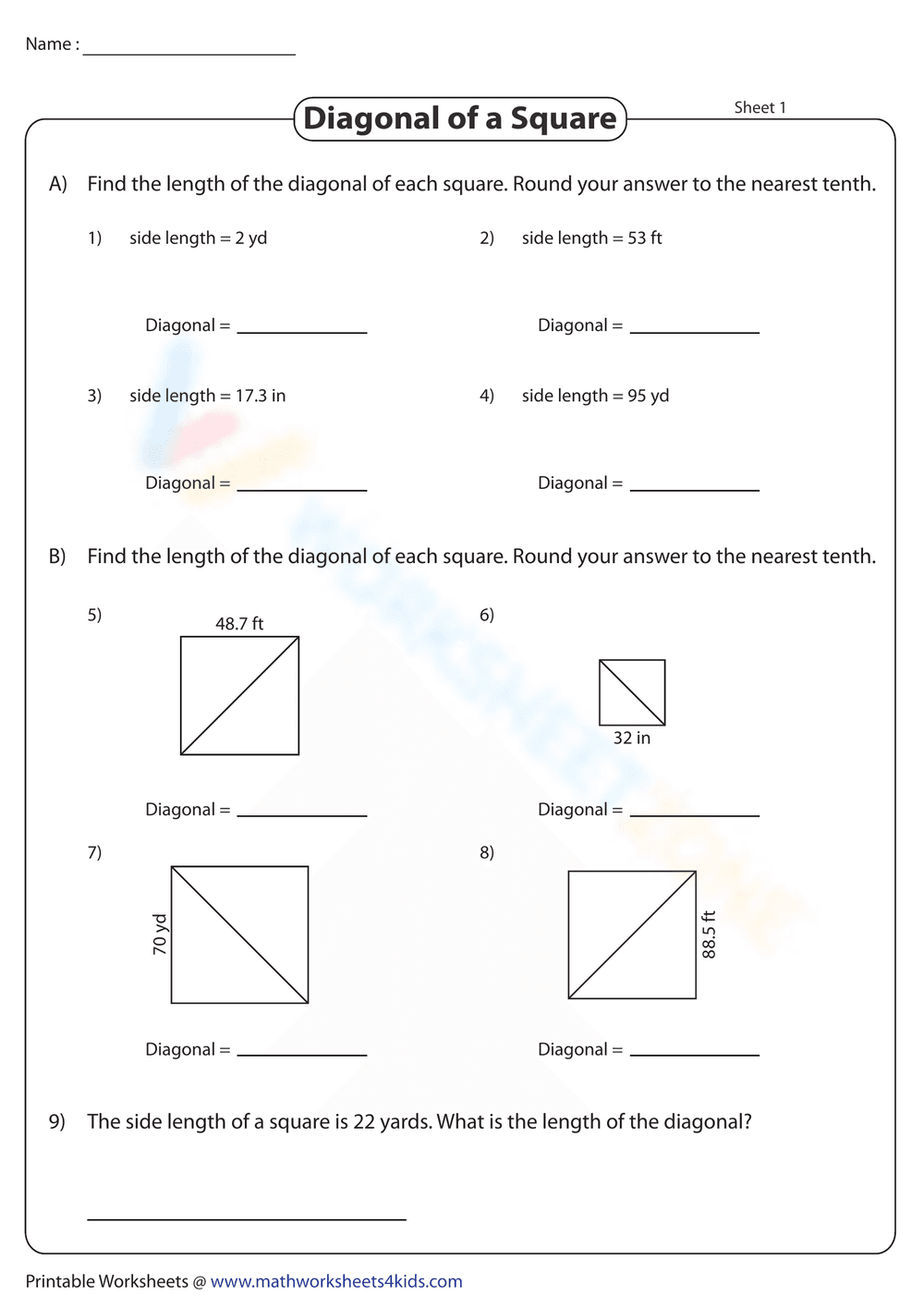 Diagonal of a Square - Page 1