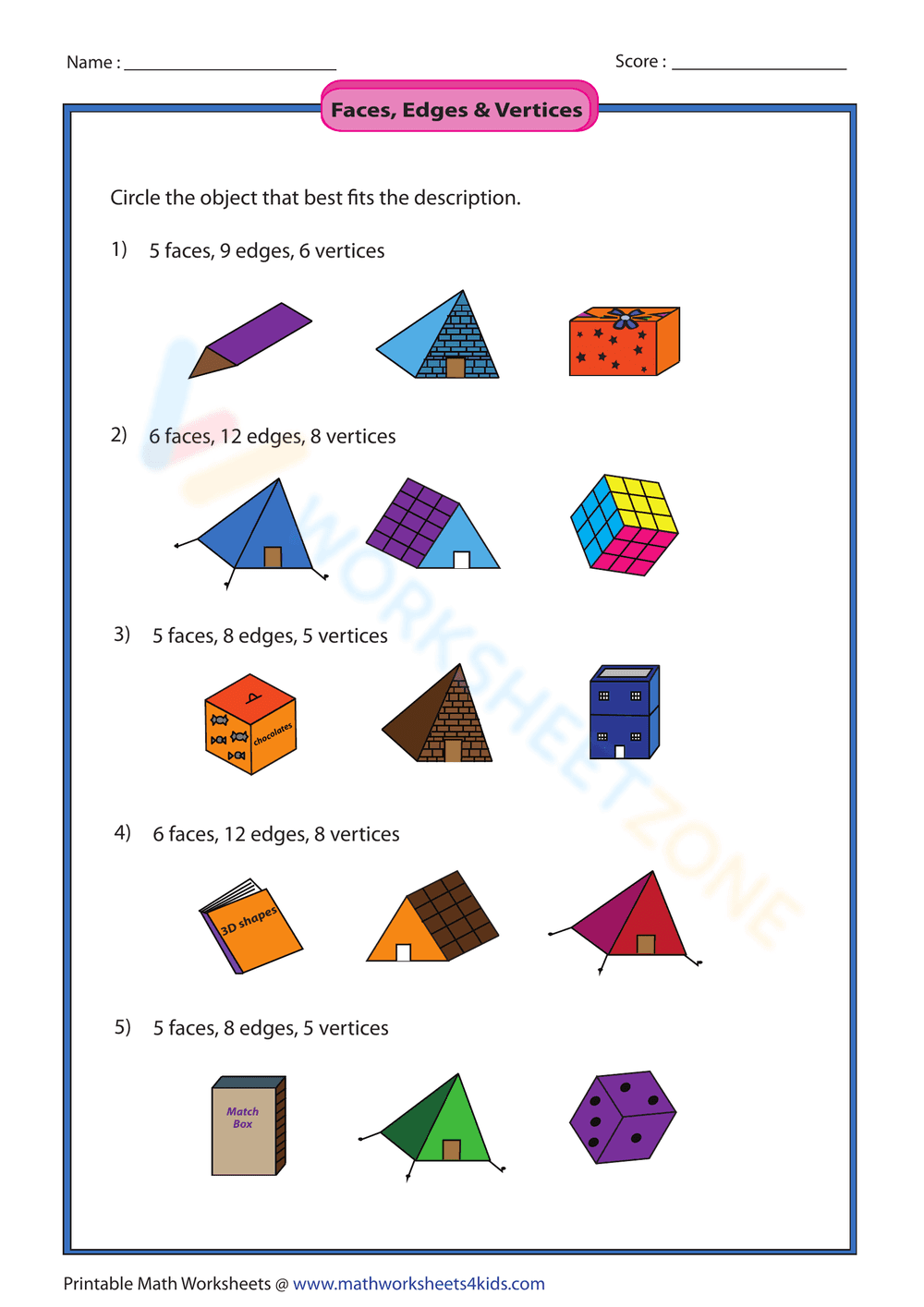 Vertices and Edges worksheet - Page 1