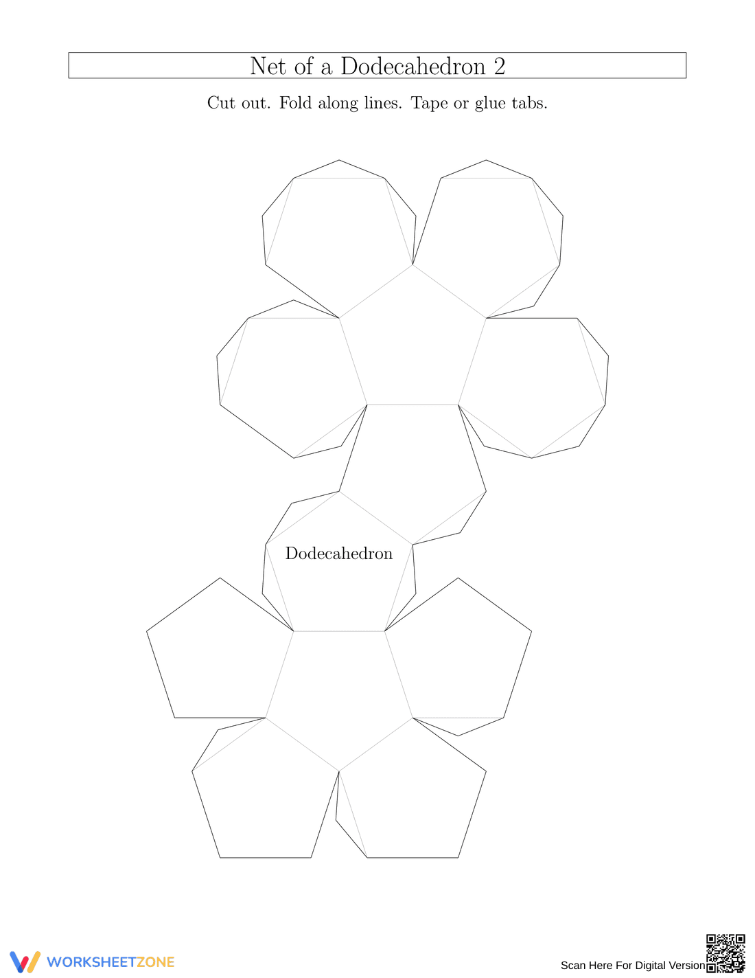 Printable Net of a Dodecahedron Geometry Worksheet - Page 1
