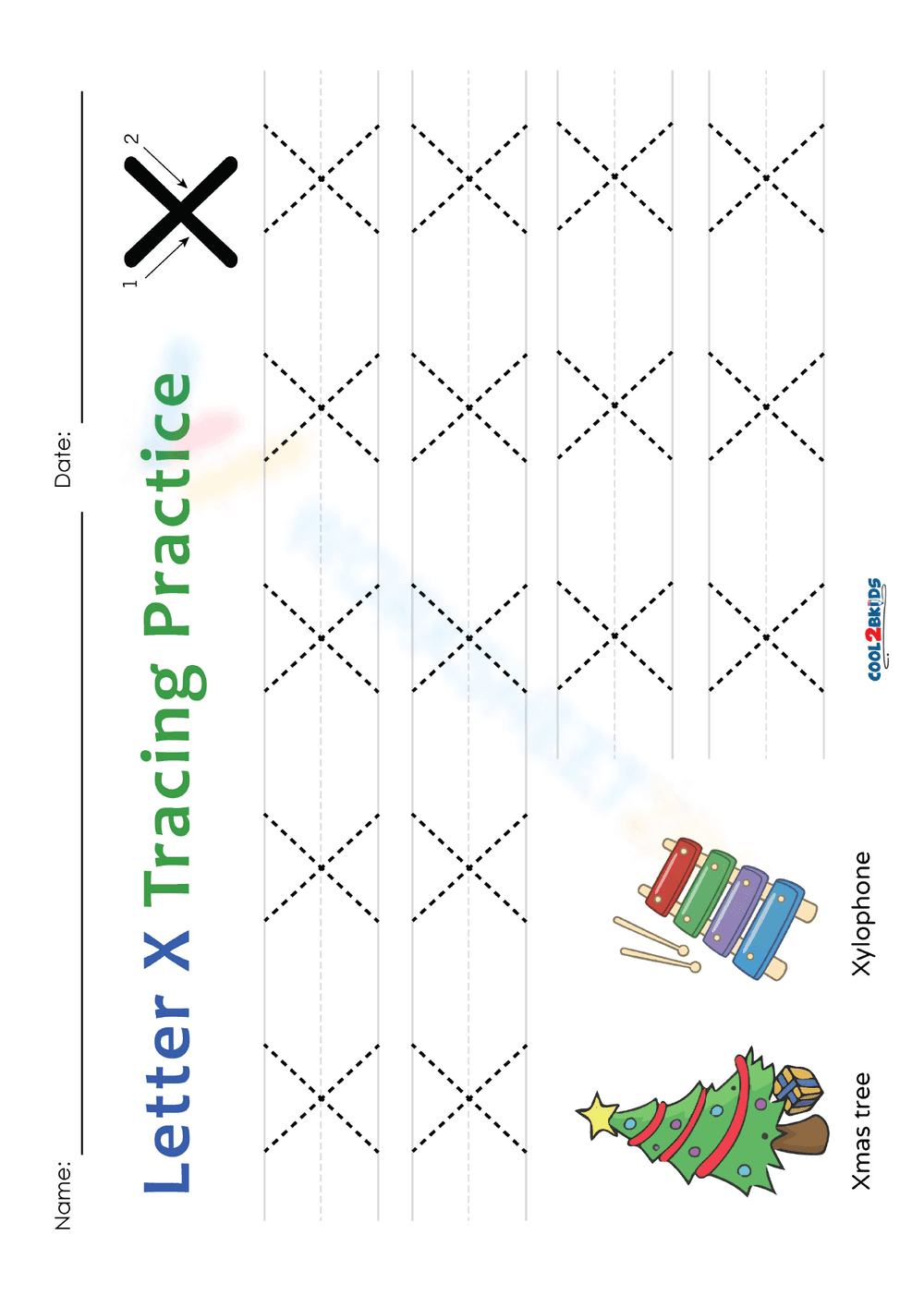 Letter X Tracing Practice: Christmas Theme - Page 1