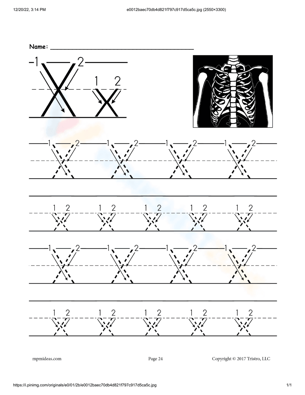 Tracing Letter X Practice - Page 1