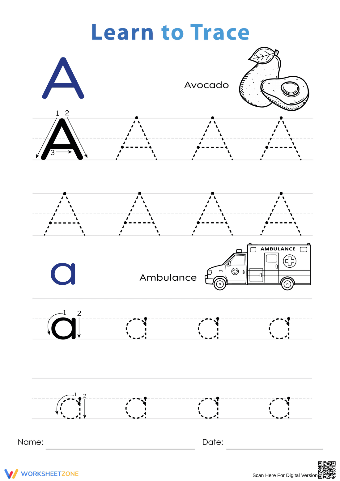 Letter A with Avocado - Page 1