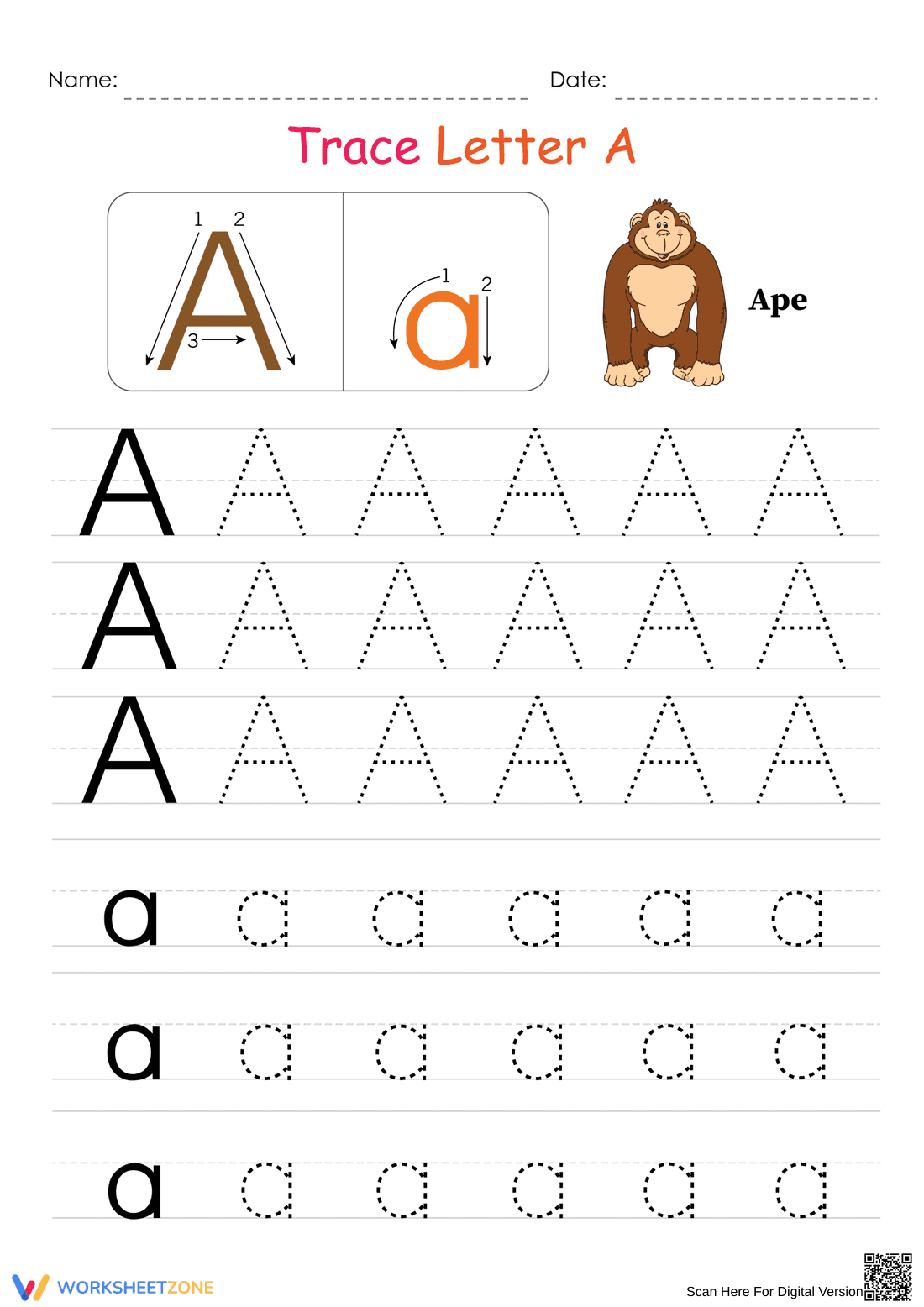 Letter A with Ape - Page 1