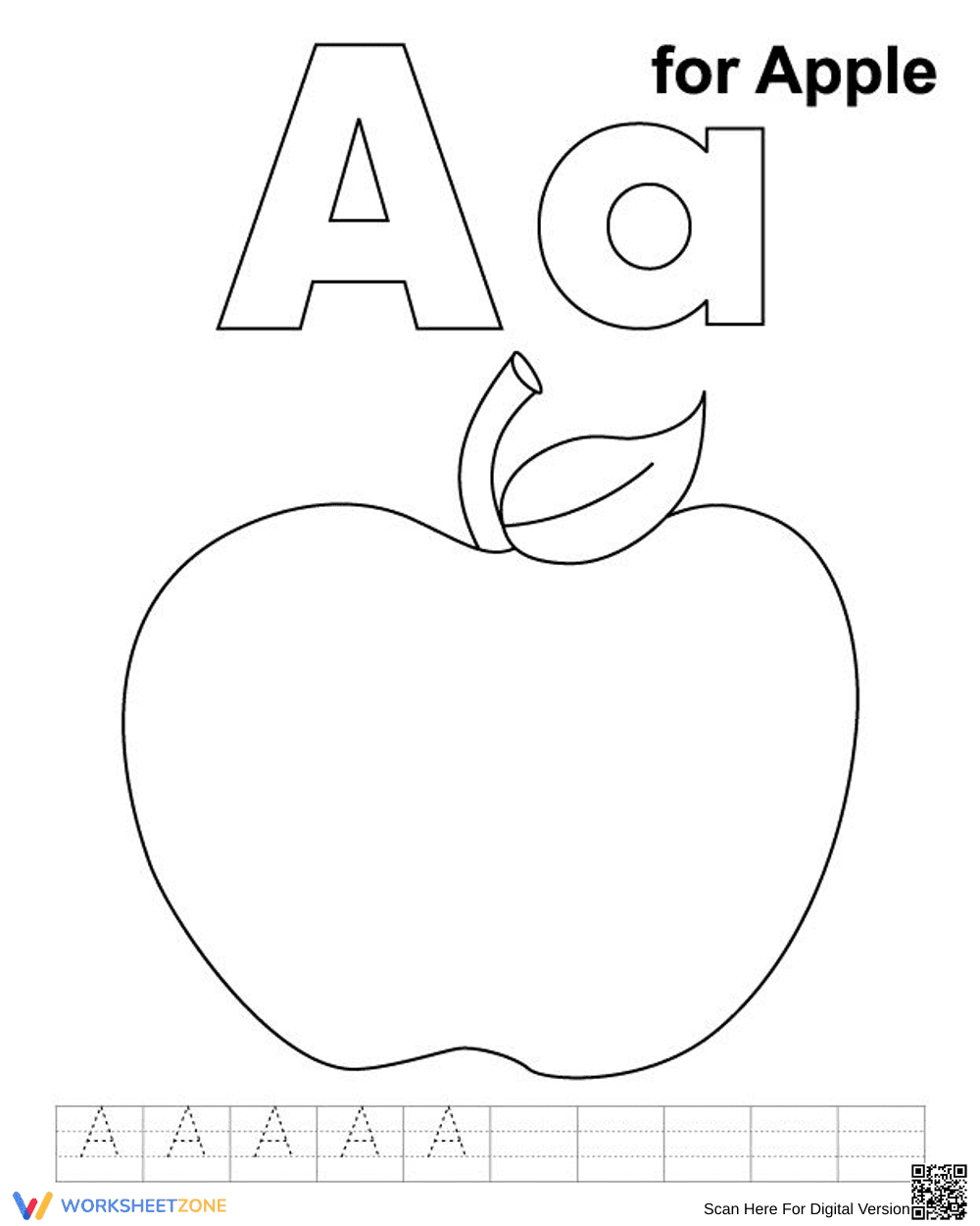 Explore the Letter A with this Apple Worksheet - Page 1