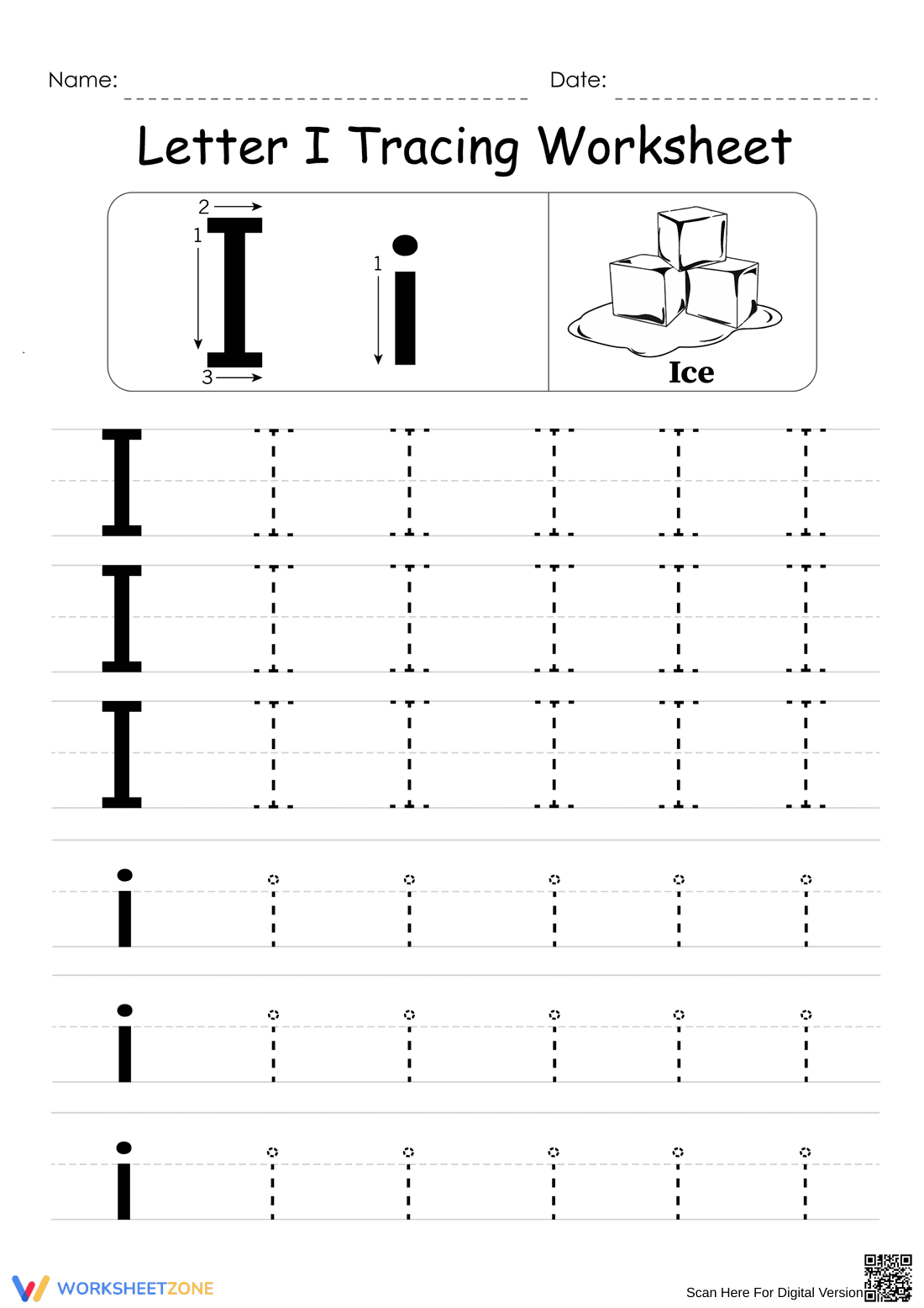 Improve Handwriting with Letter I Tracing - Page 1