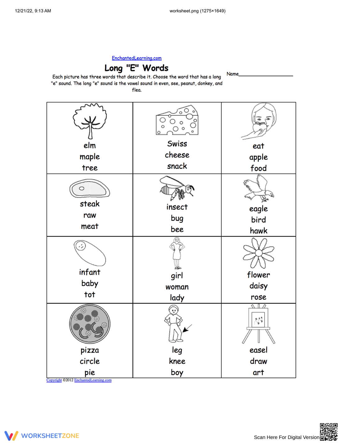 Practice Long E Vowels with This Worksheet - Page 1