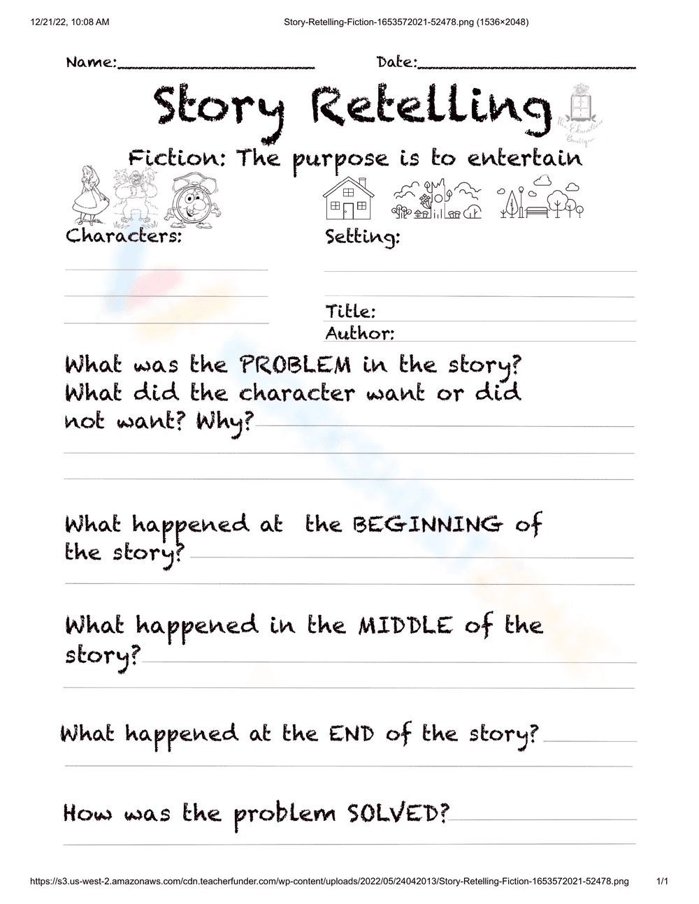 Practice Story Retelling Skills with This Worksheet - Page 1