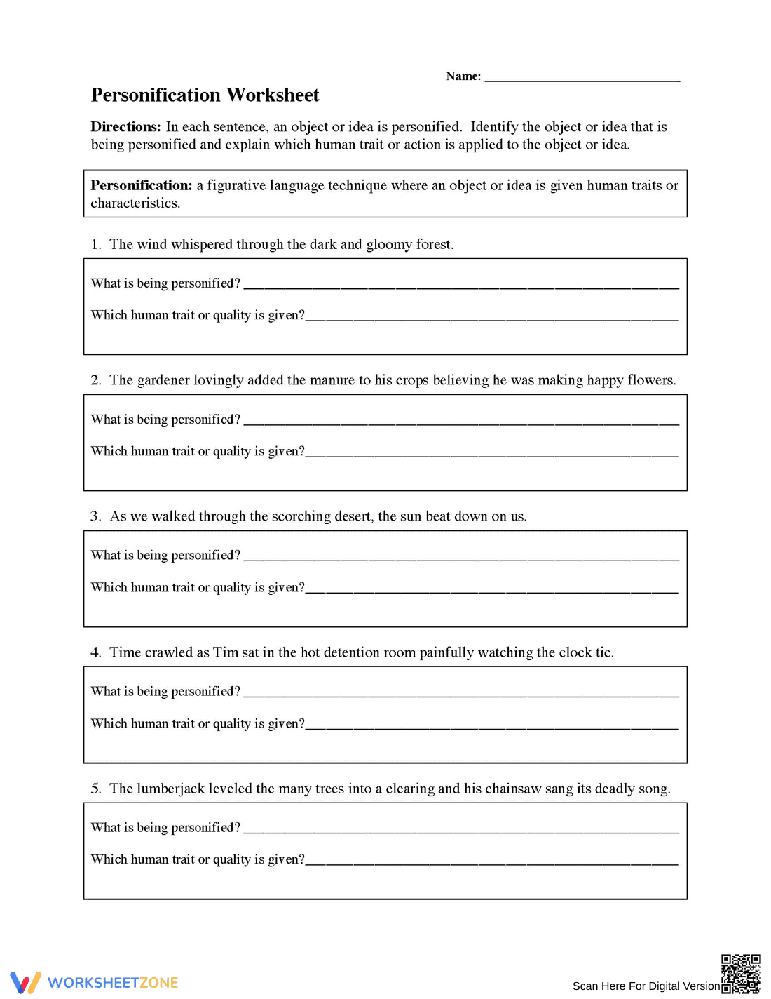 Explore Personification with This Engaging Worksheet - Page 1