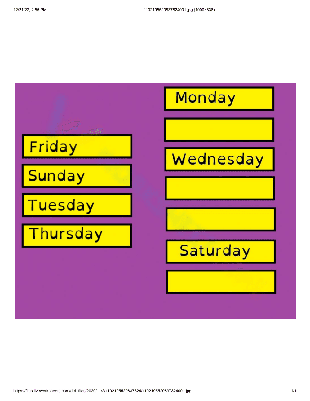 Order the Weekdays: A Sequencing Worksheet - Page 1