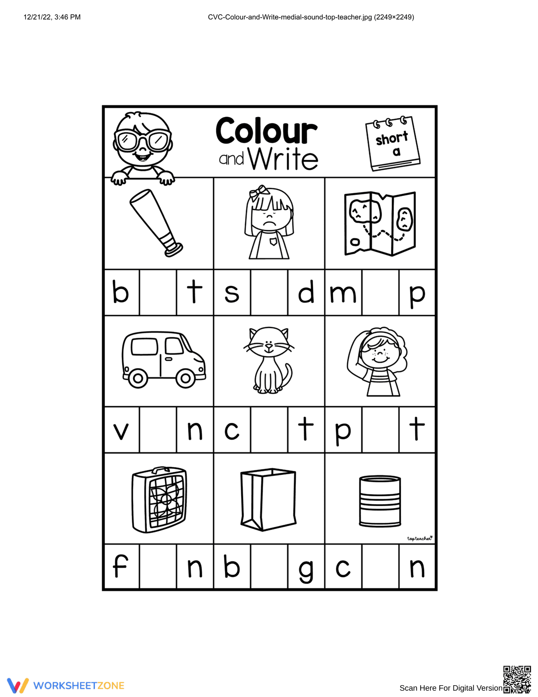 Write the Middle Sounds: A Phonics Worksheet - Page 1