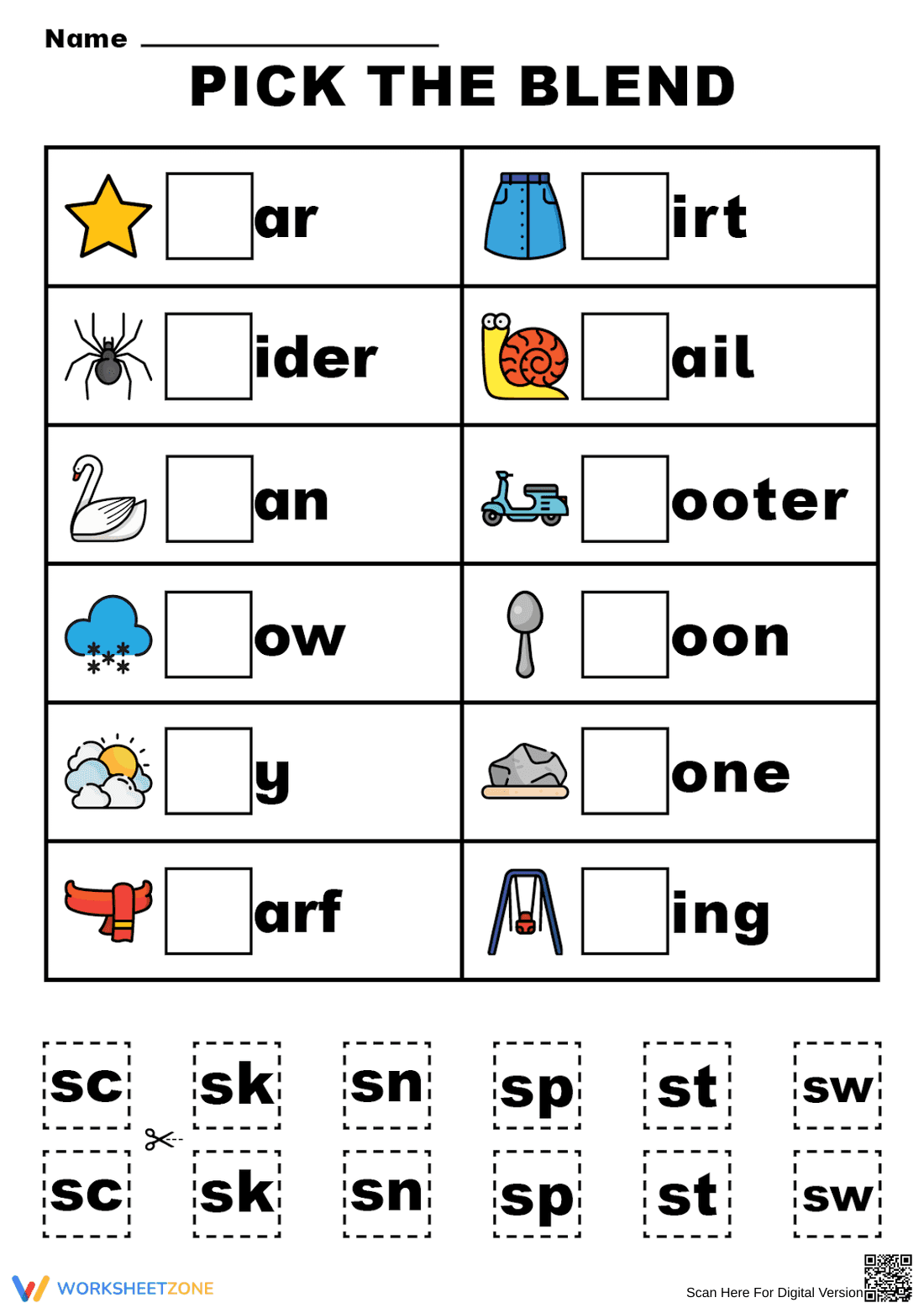Choose the Blends: Phonics Worksheet Activity - Page 1