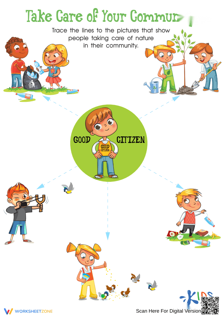 Take Care of Your Community: A Citizenship Worksheet - Page 1