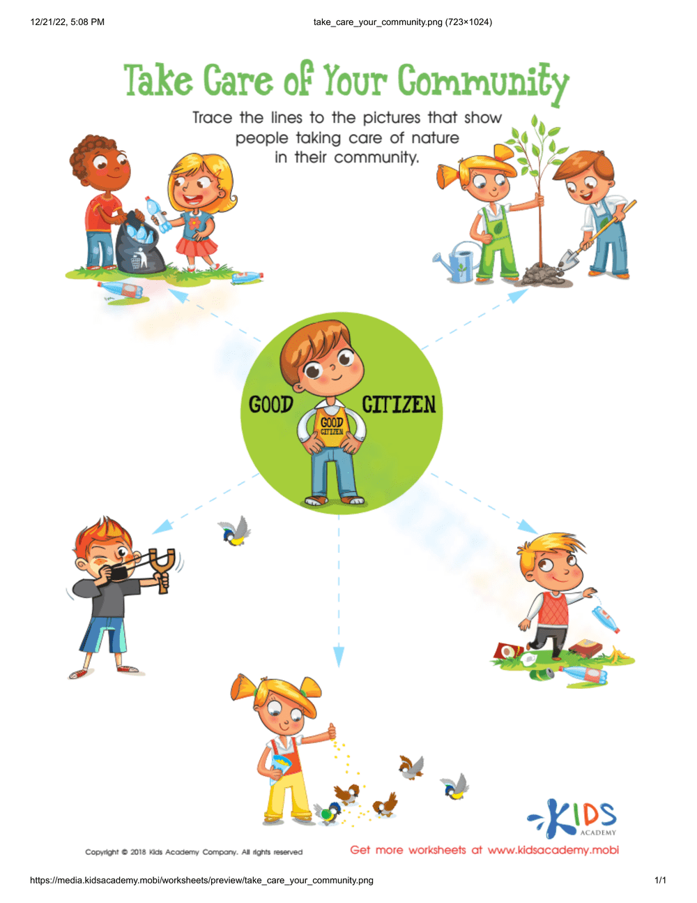 Take Care of Your Community: A Citizenship Worksheet - Page 1