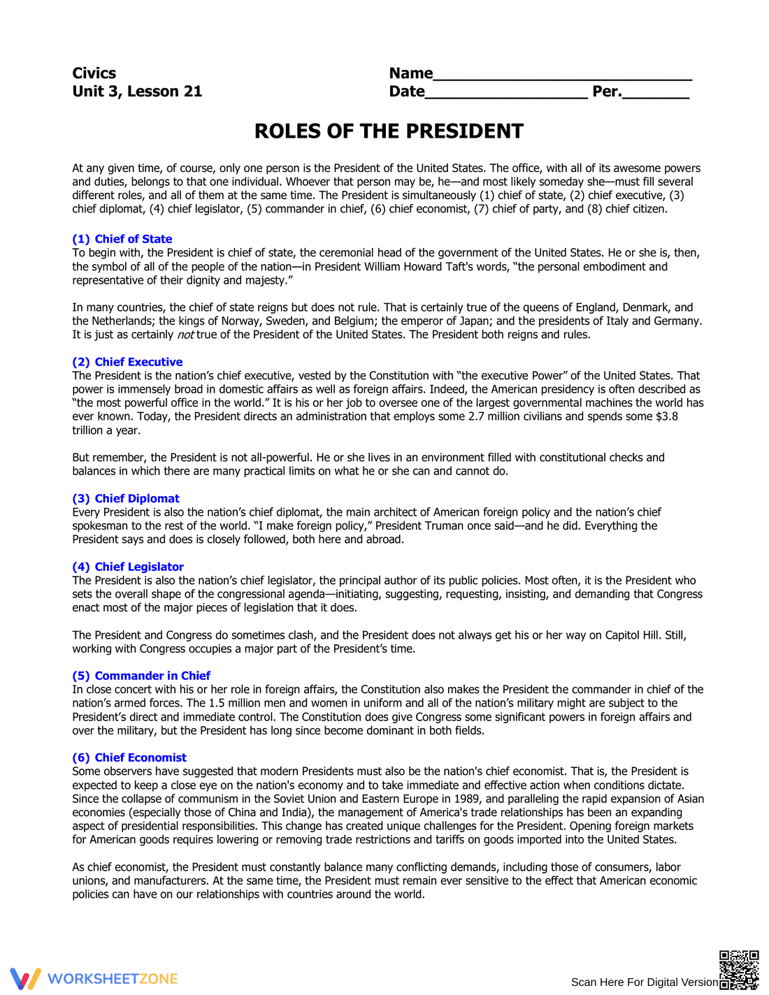 Roles of the President: Understanding Leadership - Page 1