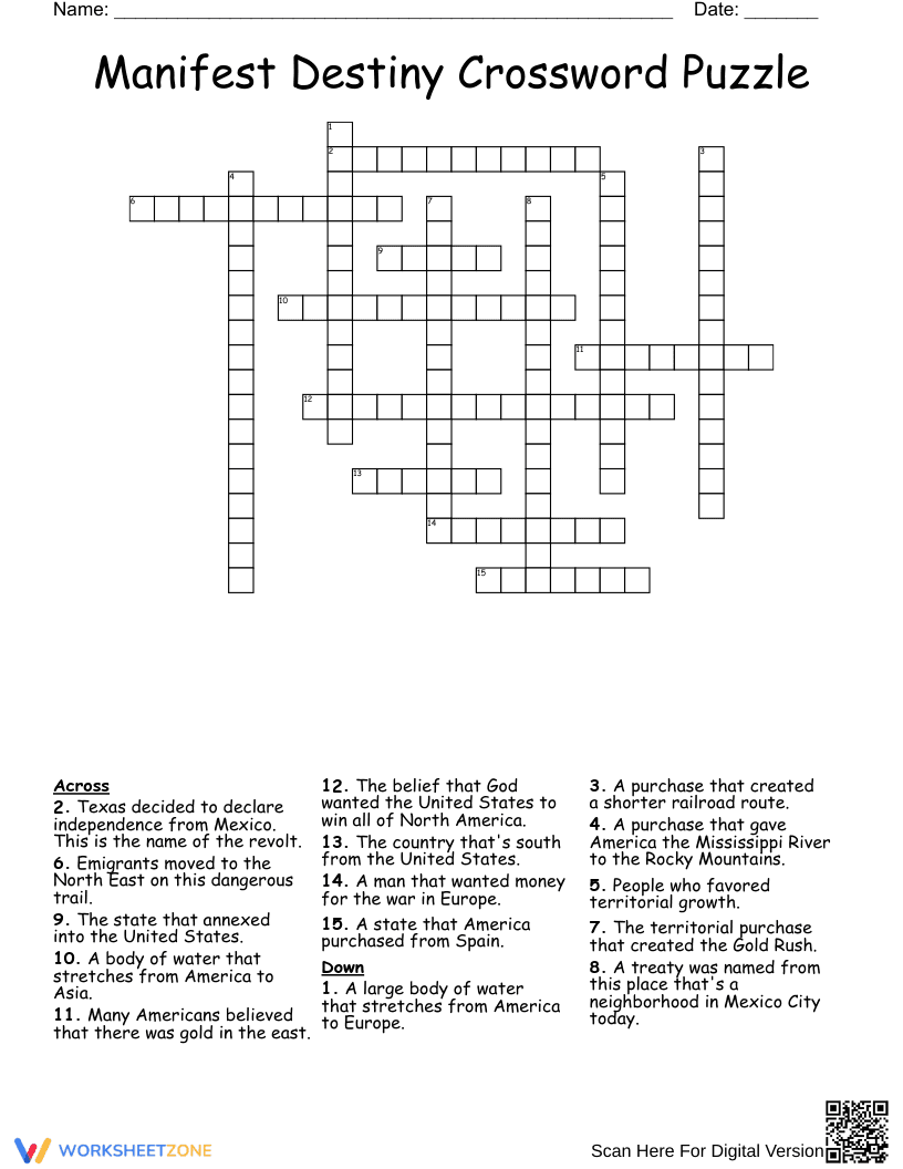Manifest Destiny Puzzle: A History Activity - Page 1
