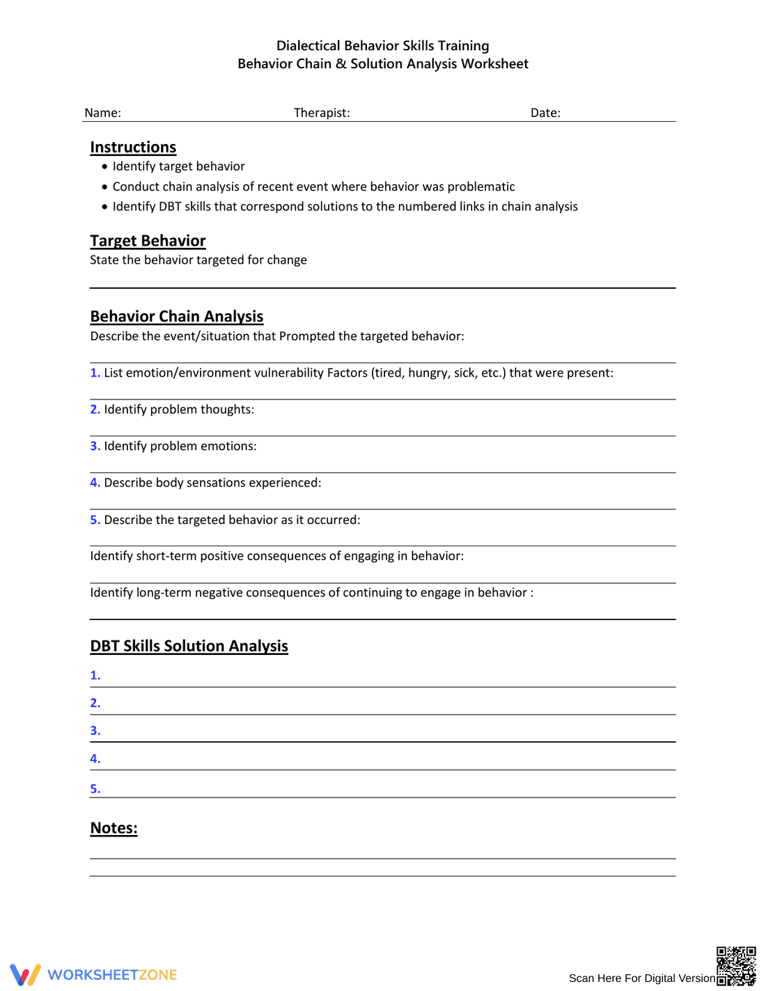 Introduction to DBT Skills Worksheet - Page 1