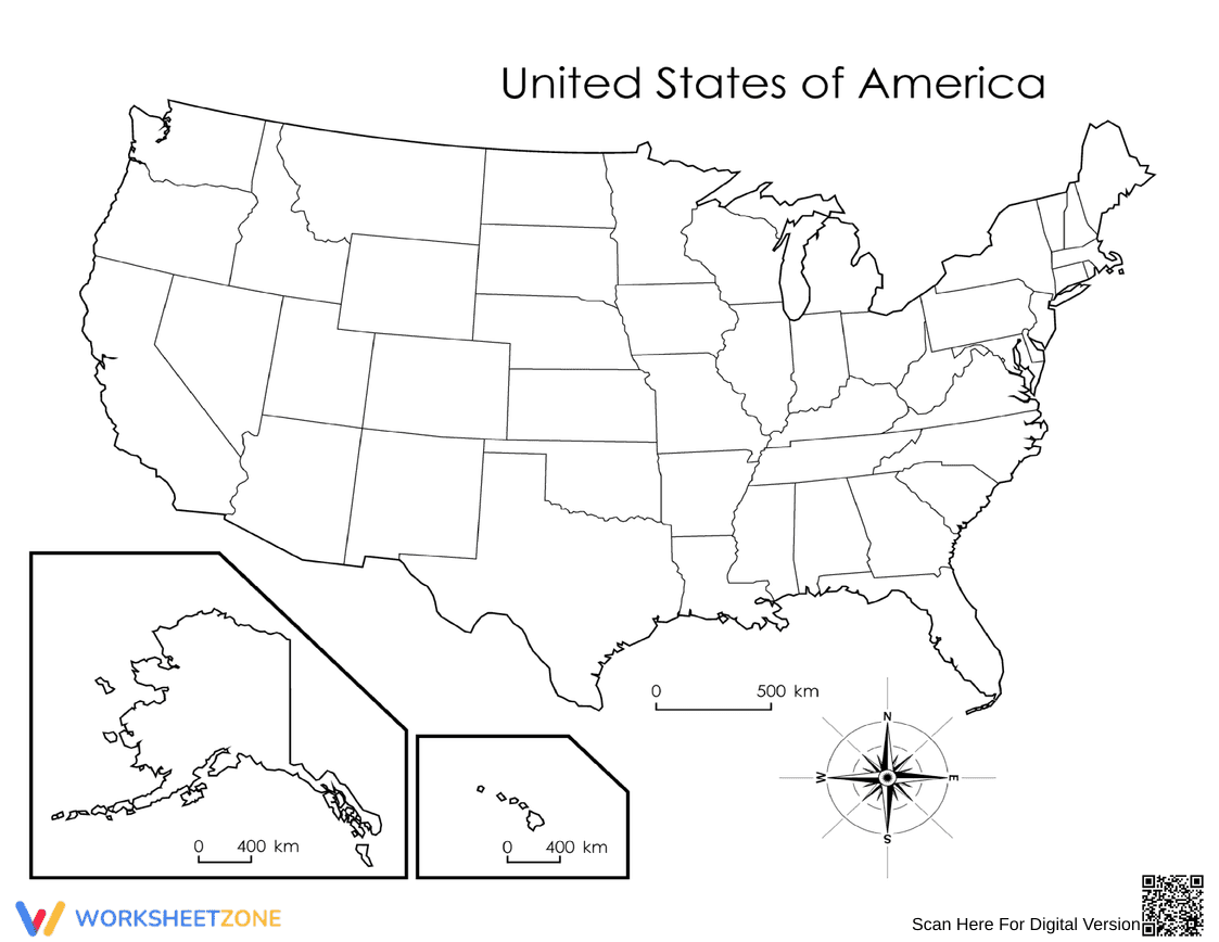 USA Map Worksheet - Page 1