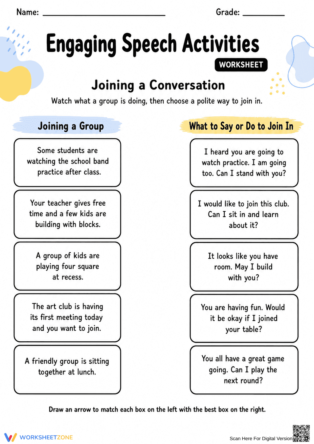 Grade 3 Social Skills — Printable No-Prep Worksheet - Page 1