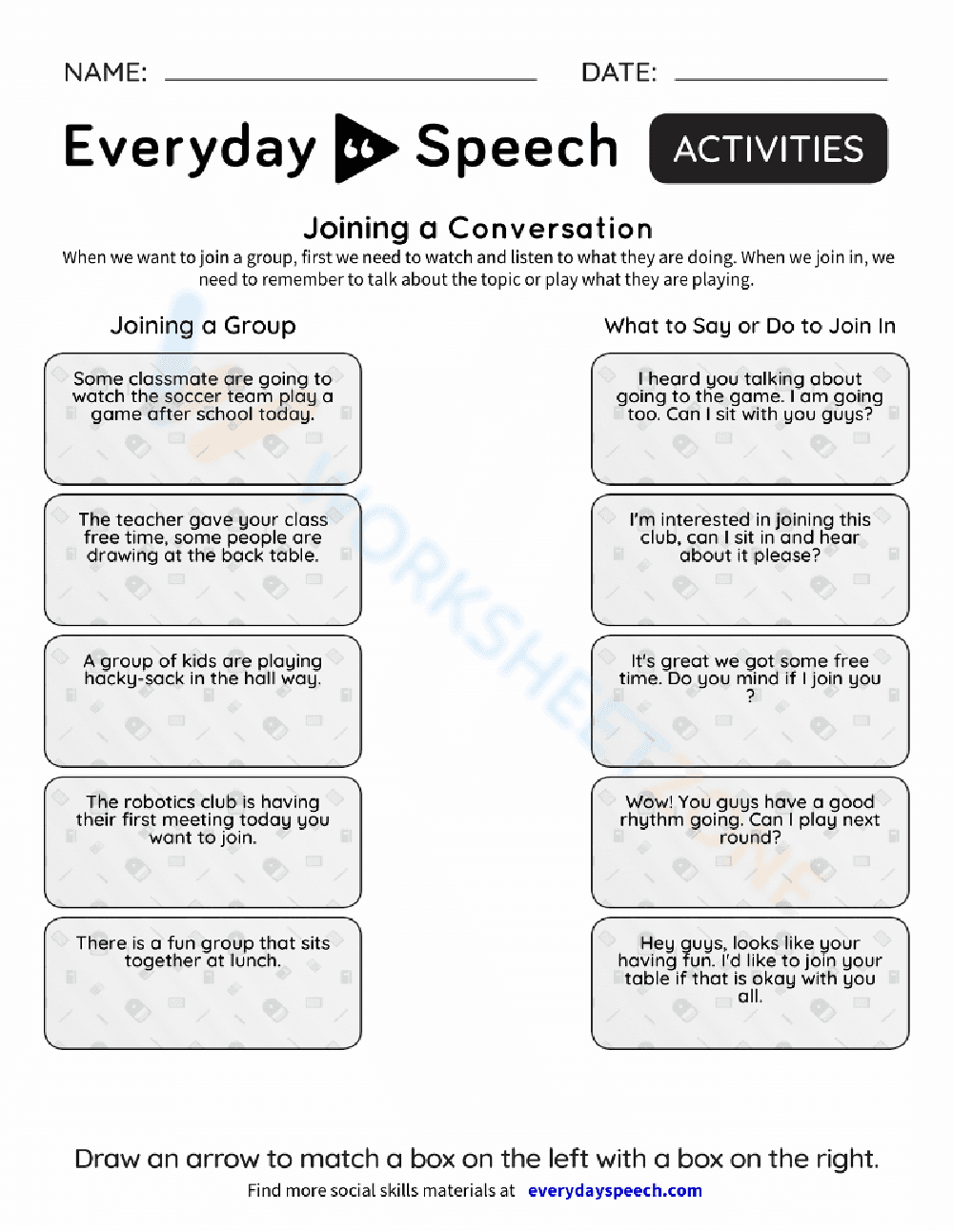 Engaging Speech Activity Worksheet - Page 1
