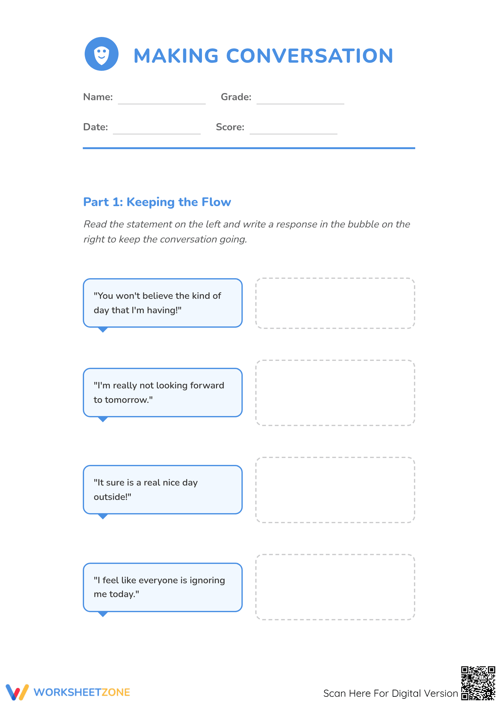 Making Conversation Practice Worksheet - Page 1