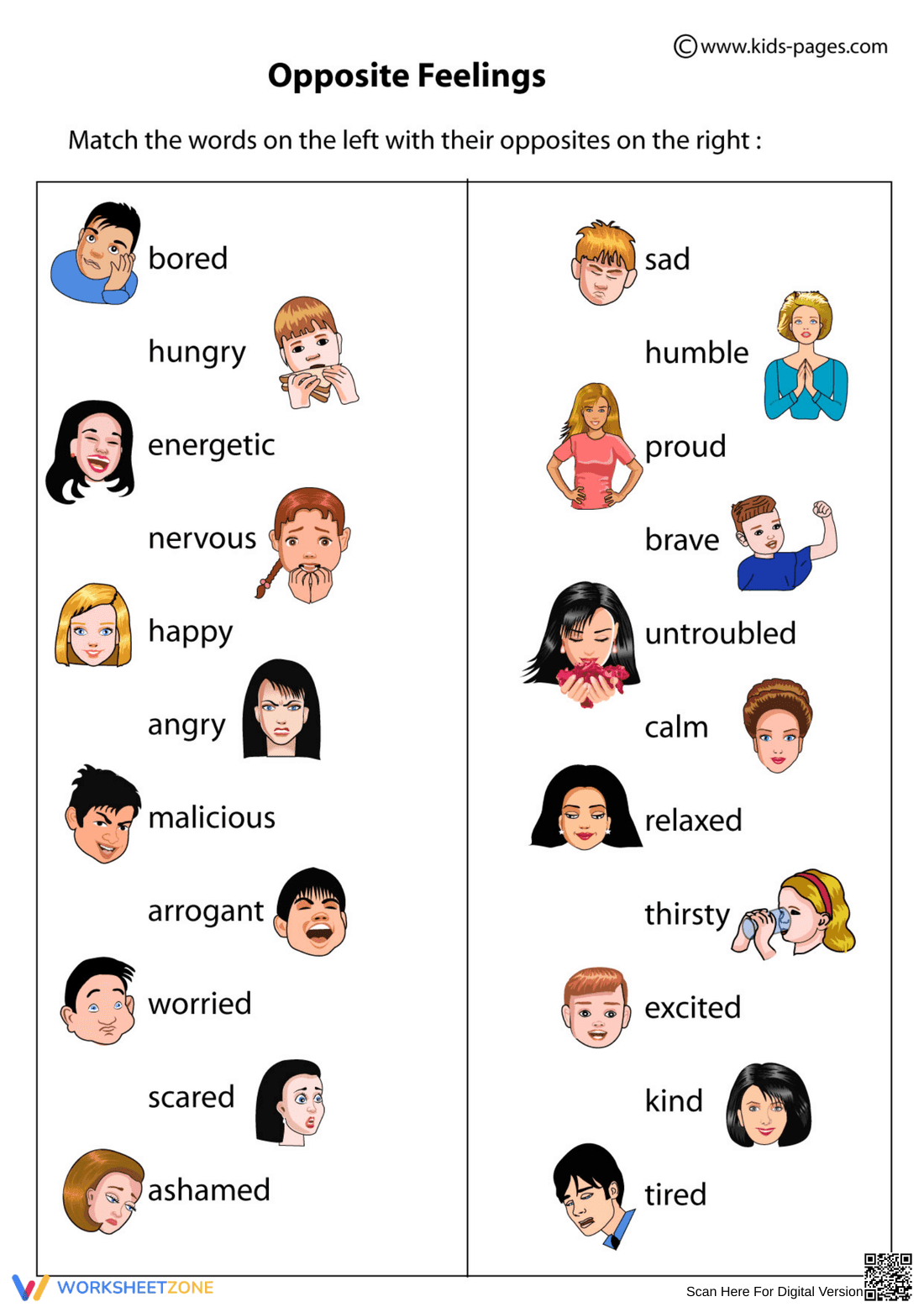 Exploring Opposite Feelings Worksheet - Page 1