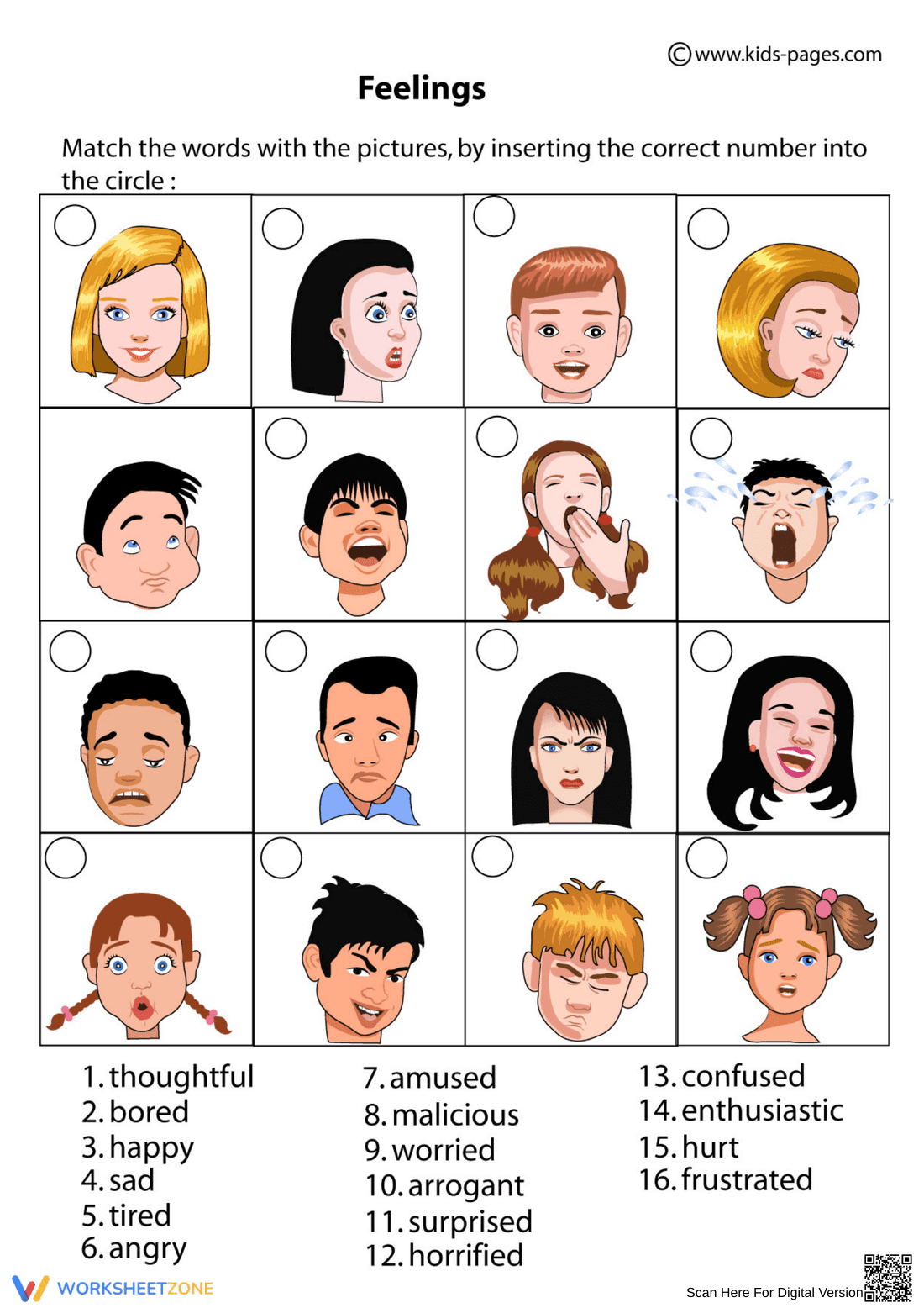 Feelings Identification Worksheet for Kids - Page 1