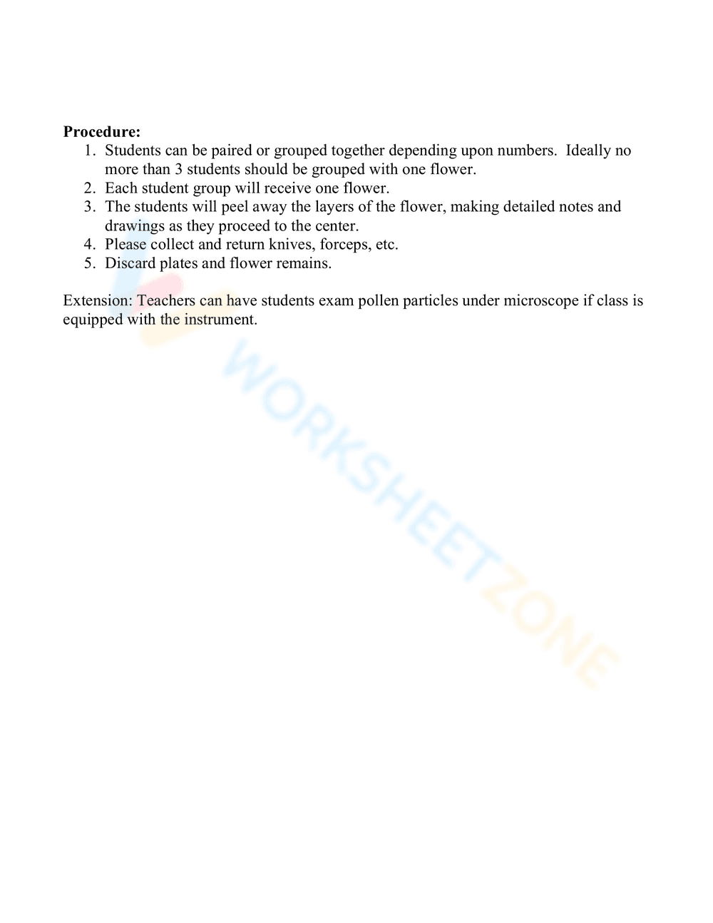 Flower Dissection Lab Worksheet - Page 1