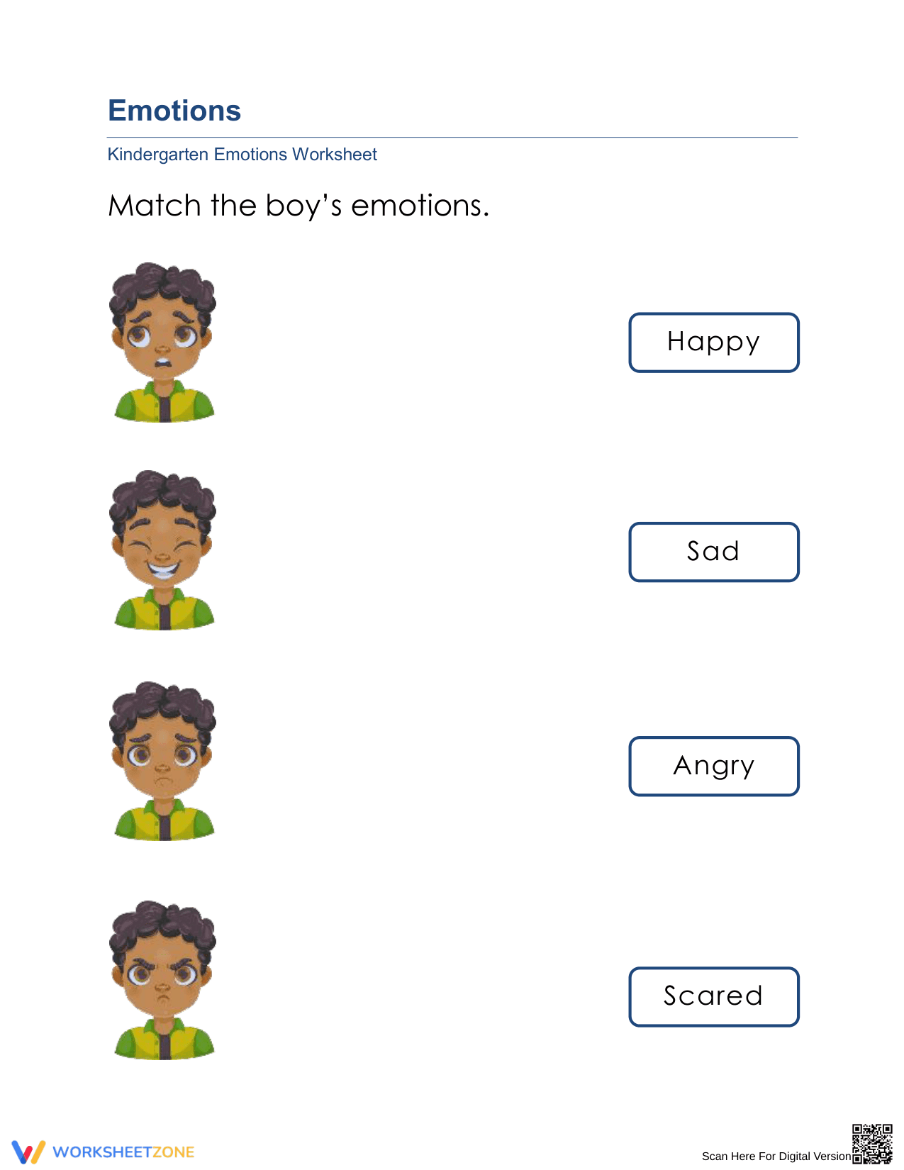 Understanding Boys' Emotions Worksheet - Page 1